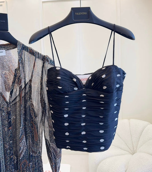 New black and white silk polka-dot sling