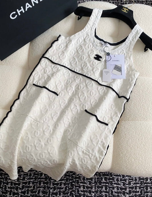 New jacquard wave vest sling dress