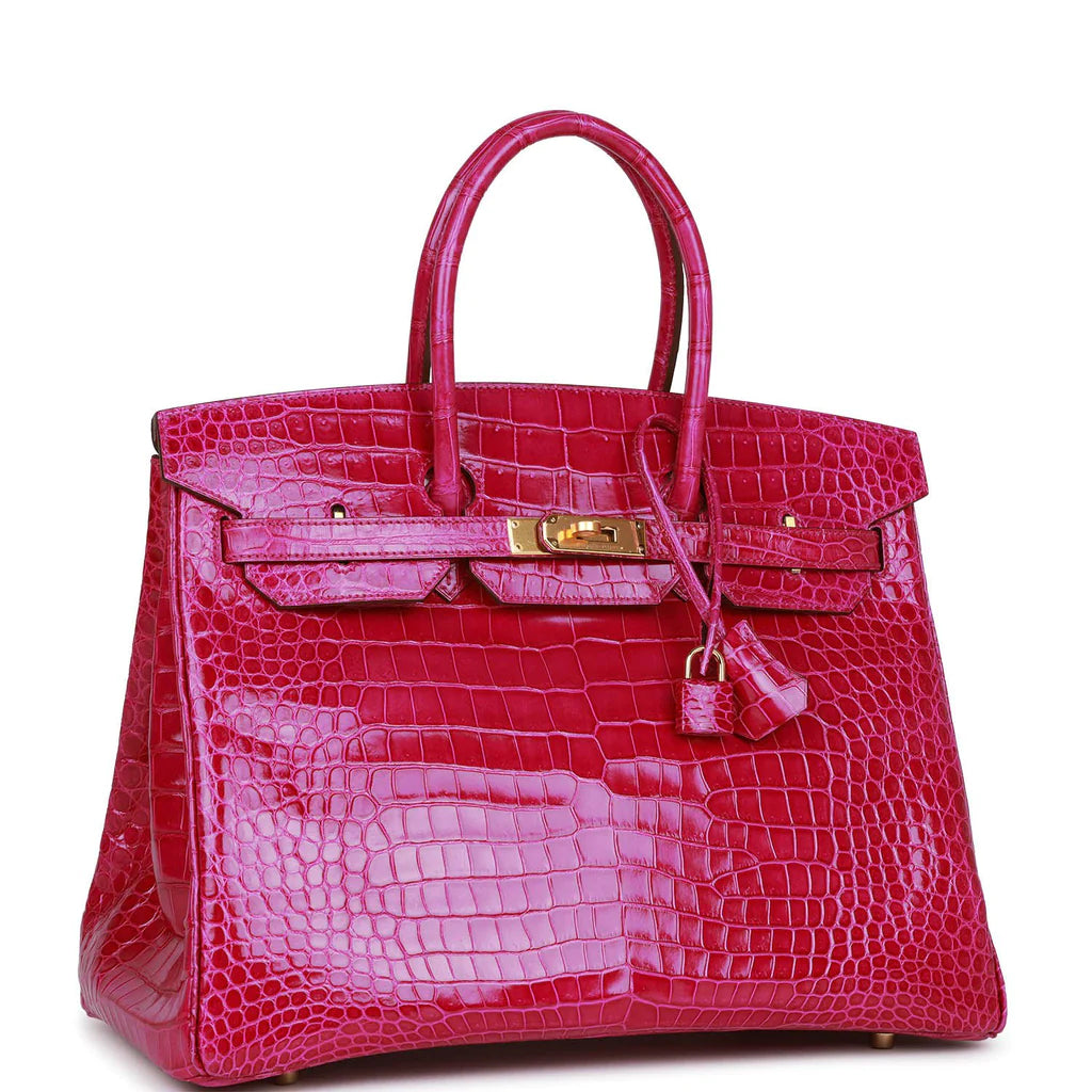 HE&ME Birkin 35 Rose Scheherazade Shiny Niloticus Crocodile Gold Hardware