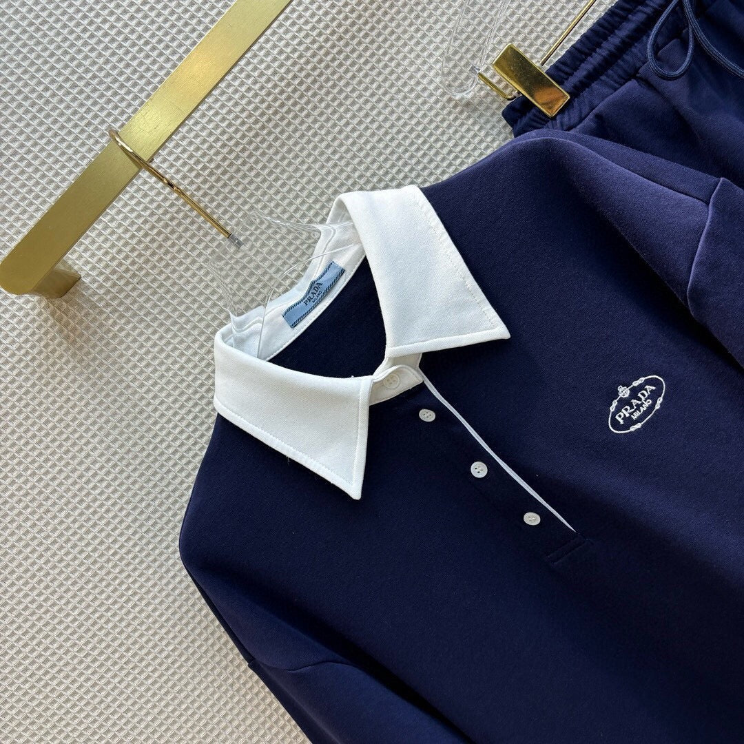 Color-blocked Lapel Collar College Style Suit