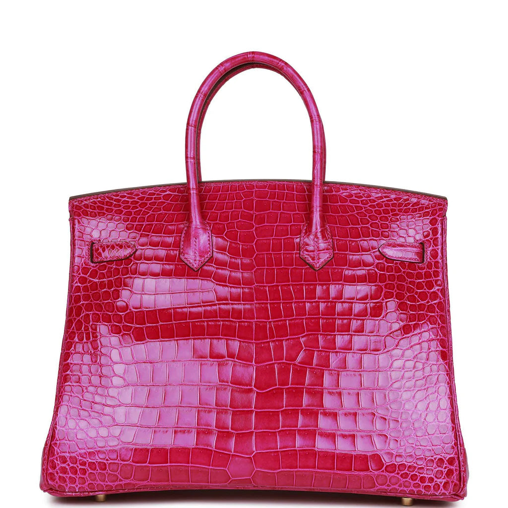 HE&ME Birkin 35 Rose Scheherazade Shiny Niloticus Crocodile Gold Hardware