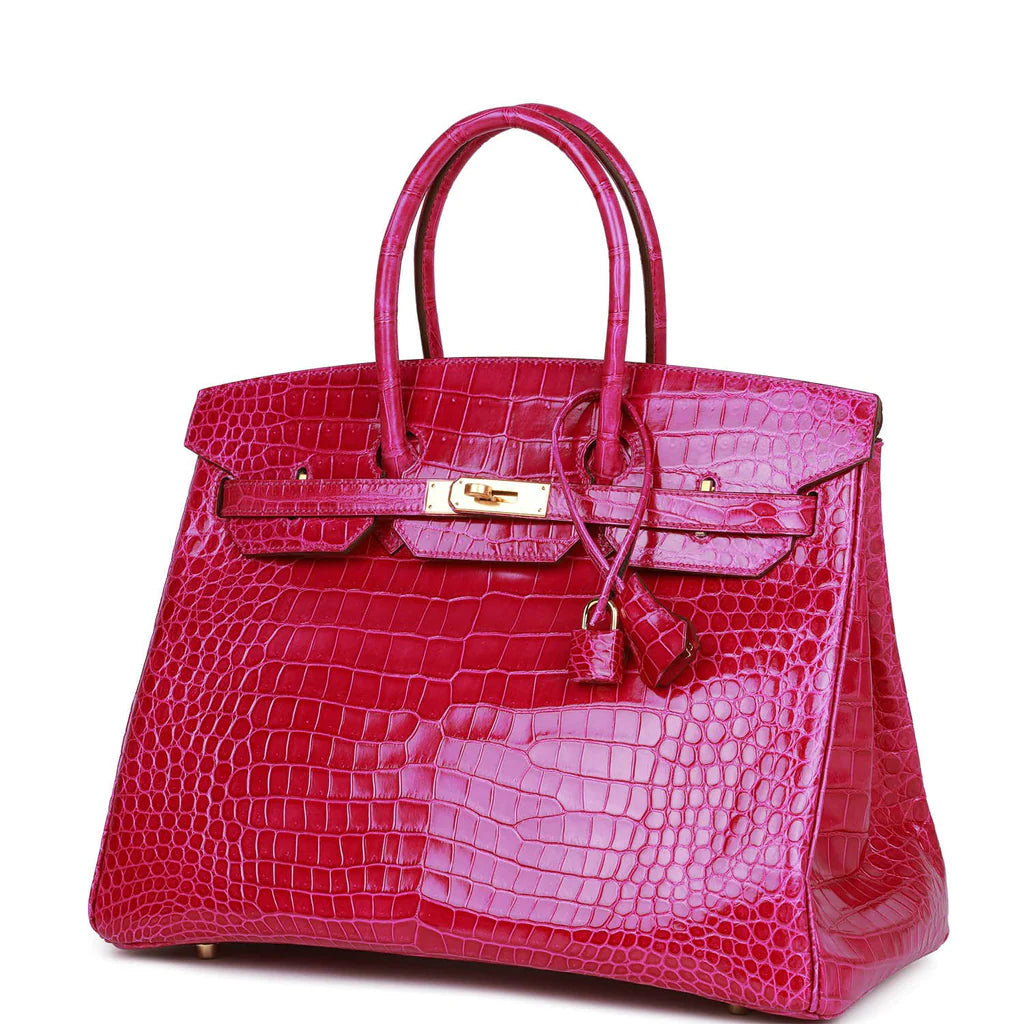 HE&ME Birkin 35 Rose Scheherazade Shiny Niloticus Crocodile Gold Hardware